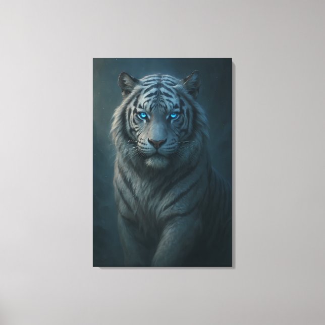 Ice Spirit White Tiger – Mystic Guardian of Calm P Canvastryck (Framsida)