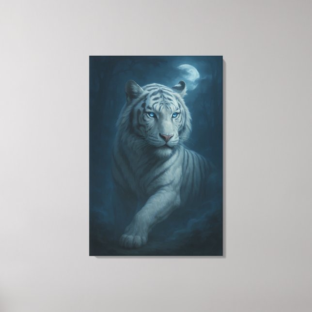 Ice Spirit White Tiger – Mystic Guardian of Calm P Canvastryck (Framsida)