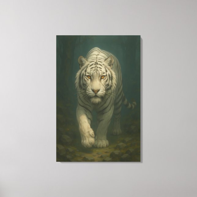 Ice Spirit White Tiger – Mystic Guardian of Calm P Canvastryck (Framsida)