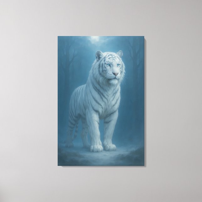 Ice Spirit White Tiger – Mystic Guardian of Calm P Canvastryck (Framsida)
