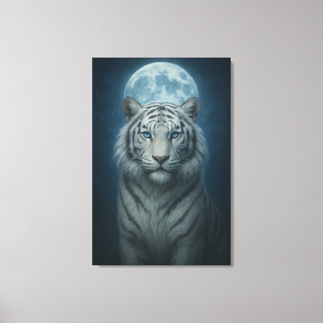 Ice Spirit White Tiger – Mystic Guardian of Calm P Canvastryck (Framsida)