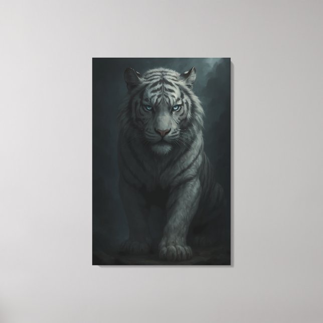 Ice Spirit White Tiger – Mystic Guardian of Calm P Canvastryck (Framsida)