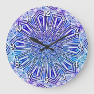 Ice Star Kaleidoscope Mönster Wall Clock Stor Klocka