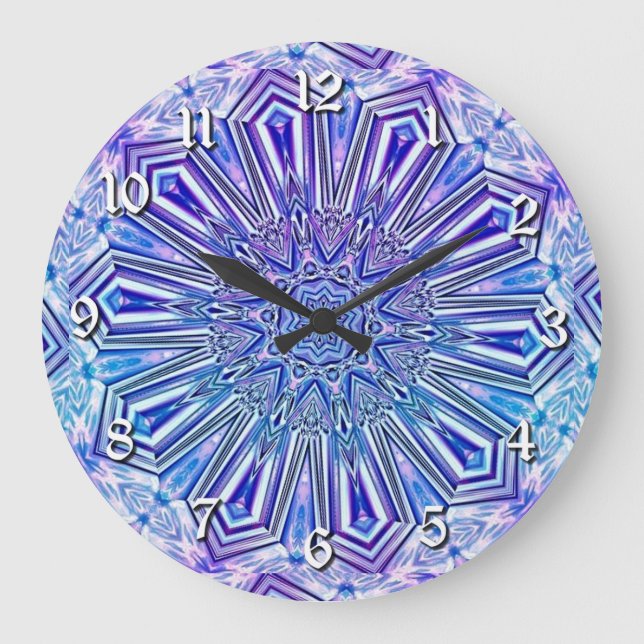 Ice Star Kaleidoscope Mönster Wall Clock Stor Klocka (Framsida)