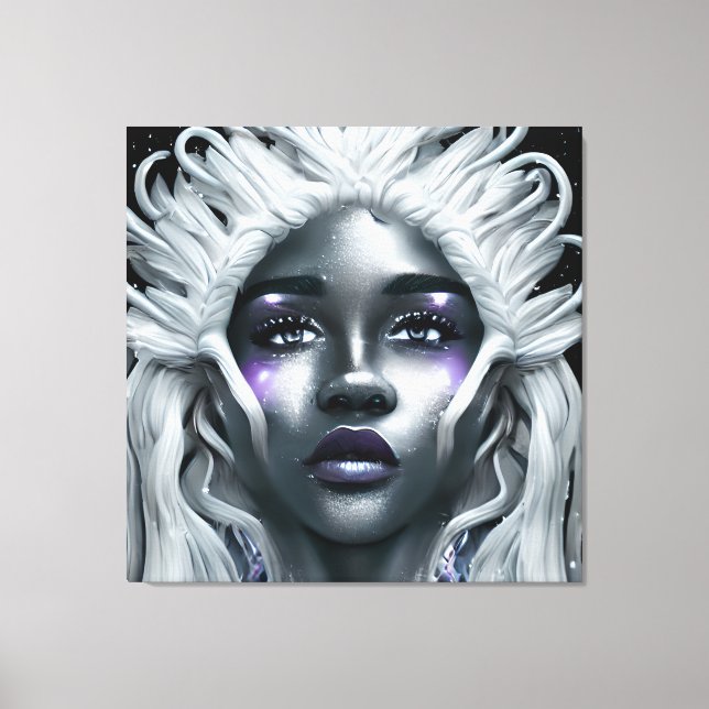Ice Winter Snö Queen Melanin Princess Black Girl Canvastryck (Framsida)