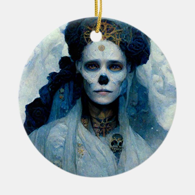 Ice Witch 4 Fantasy Sci-Fi Julgransprydnad Keramik (Framsidan)