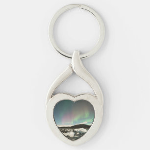 Iceberg Aurora Twisted Heart Silverfärgad Nyckelring