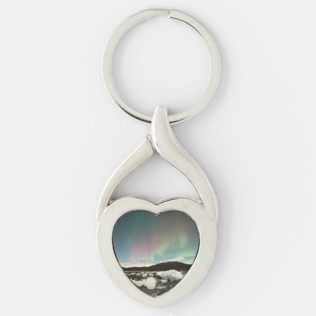 Iceberg Aurora Twisted Heart Silverfärgad Nyckelring (Framsidan)