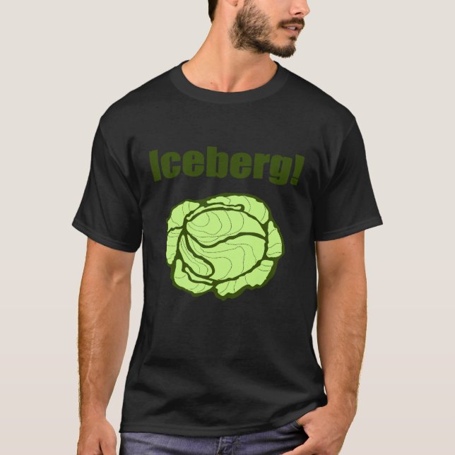 Iceberg Lettuce Head Varning Vegetarian Joke T Shirt (Framsida)