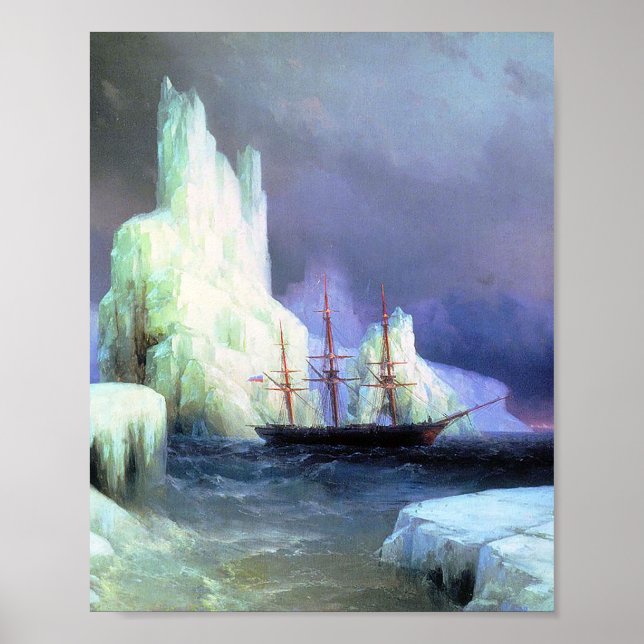 Icebergs i Atlanten av Ivan Aivazovsky Poster (Framsidan)