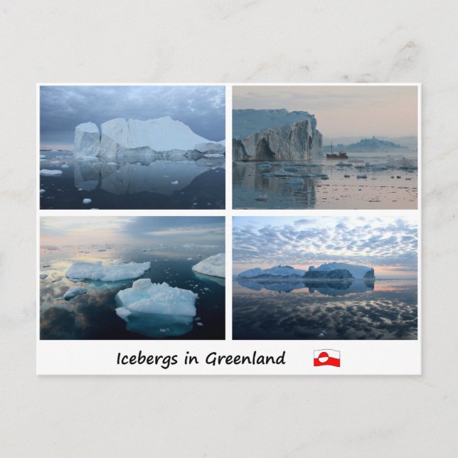 Icebergs på Grönland 3 Vykort (Framsida)