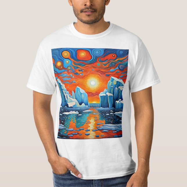 Icebergs vid solnedgång 2 t shirt (Framsida)