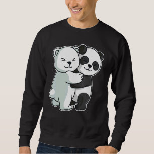 Icebjörn Panda Cute Polar Bear Hug Cuddle Animals  Lång Ärmad Tröja