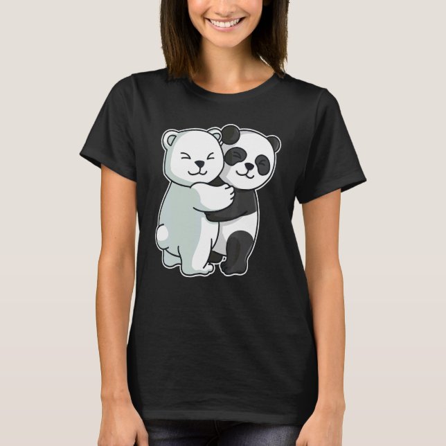 Icebjörn Panda Cute Polar Bear Hug Cuddle Animals  T Shirt (Framsida)