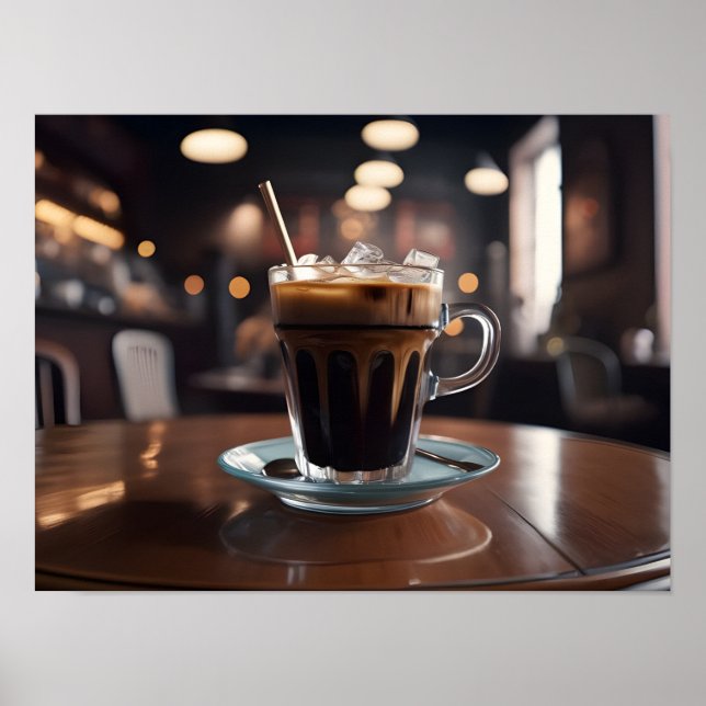 Iced Americano i transparent glas Poster (Framsidan)
