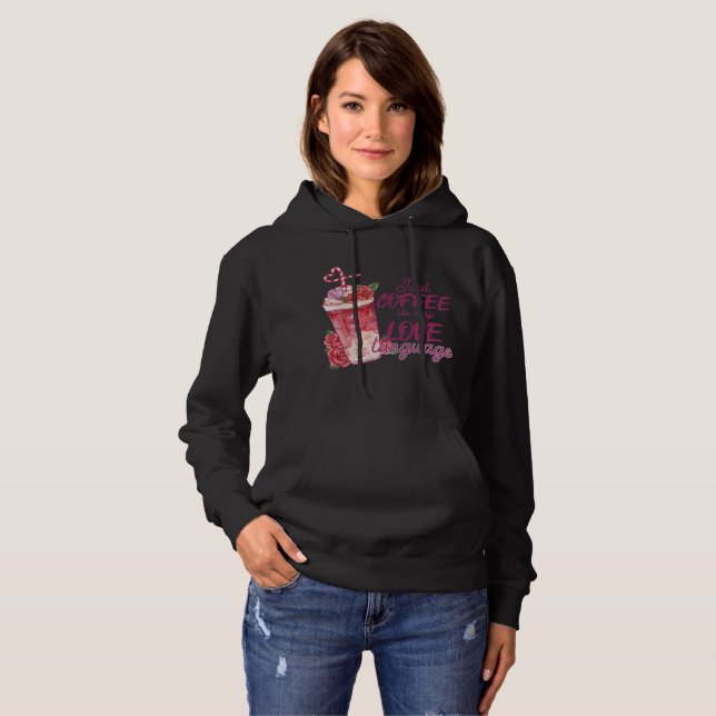 Iced Coffee är min svarta Hoodie på Kärlek T Shirt (Hel framsida)