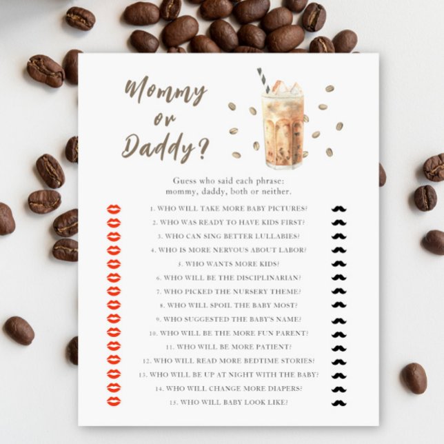 Iced Coffee baby shower - mommy eller daddy spel (Skapare uppladdad)