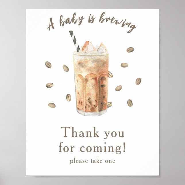 Iced Coffee baby shower Tack för att du kom Poster (Framsidan)