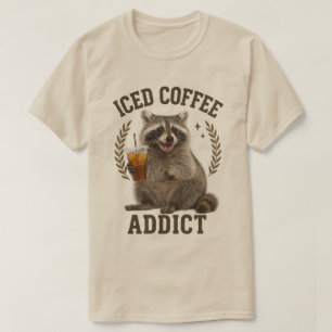 Iced Coffee Beroende Tvättbjörn Dricker Kaffeine Ä T Shirt