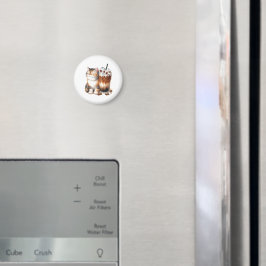 Iced Coffee & Cat Art Magnet