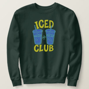 Iced Coffee Club Sommar Blå Gul Kaffeälskare Lång Ärmad Tröja