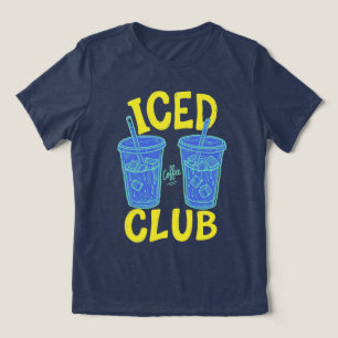 Iced Coffee Club Sommar Blå Gul Kaffeälskare T Shirt