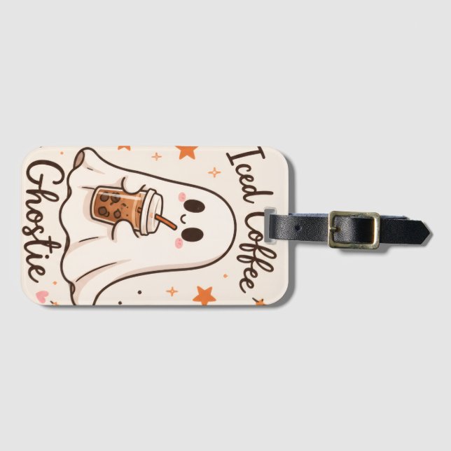 Iced Coffee Ghostie - Söt Halloween  Bagagebricka (Framsida horisontal)