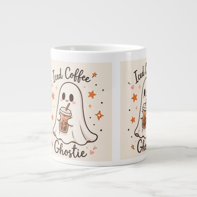 Iced Coffee Ghostie - Söt Halloween  Jumbo Mugg (Framsidan)