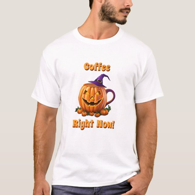 Iced Coffee Halloween Caffeine Pumpkin Latte T Shirt (Framsida)