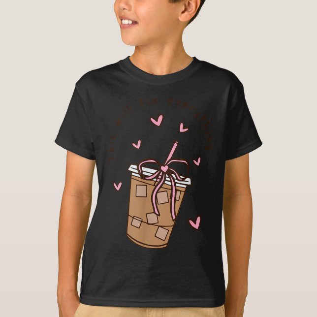 Iced Coffee Quote Saying Sarcastic Nk Girly Bow He T Shirt (Framsida)