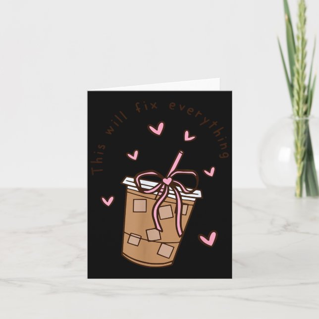 Iced Coffee Quote Saying Sarcastic Nk Girly Bow He Tack Kort (Framsida)