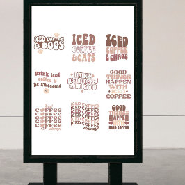 Iced Coffee Stickers pack retro groovy Klistermärken