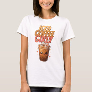 Iced Coffee Tjej Söt Kawaii Café T Shirt