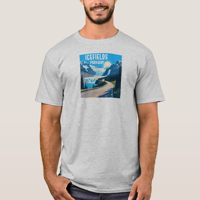 Icefields Parkway Alberta Canada liggande T Shirt (Framsida)