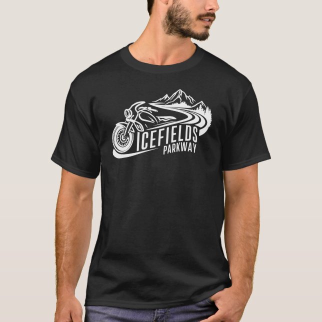 Icefields Parkway Alberta Canada Motorcycle T Shirt (Framsida)