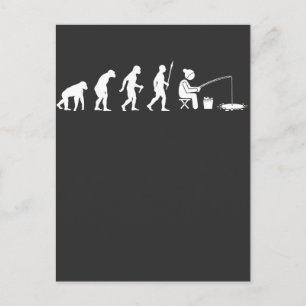 Icefishing Evolution Funny Angel Humor Vykort