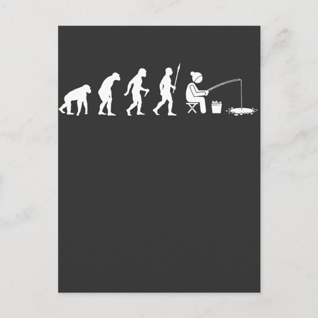 Icefishing Evolution Funny Angel Humor Vykort (Framsida)