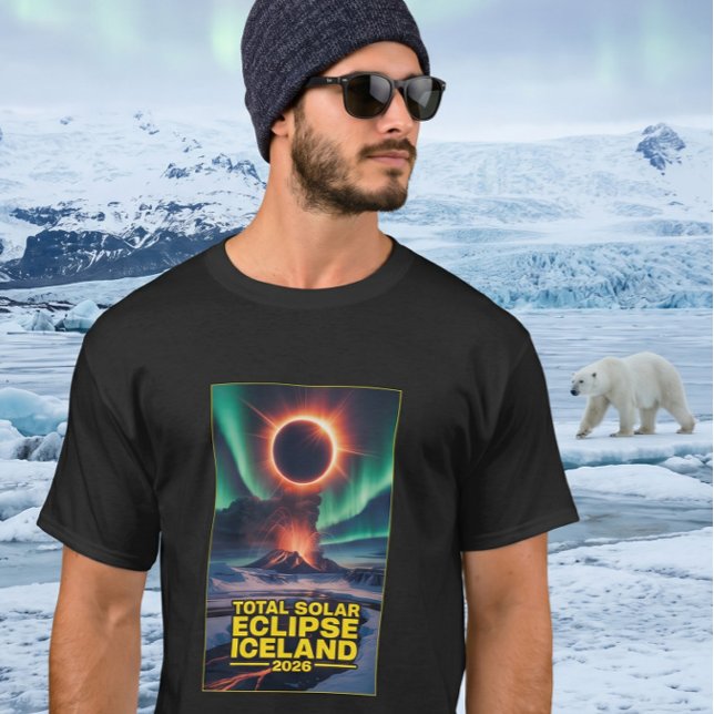 Iceland 2026 Förmörkelse T-Shirt - Total Solär Hän (Skapare uppladdad)