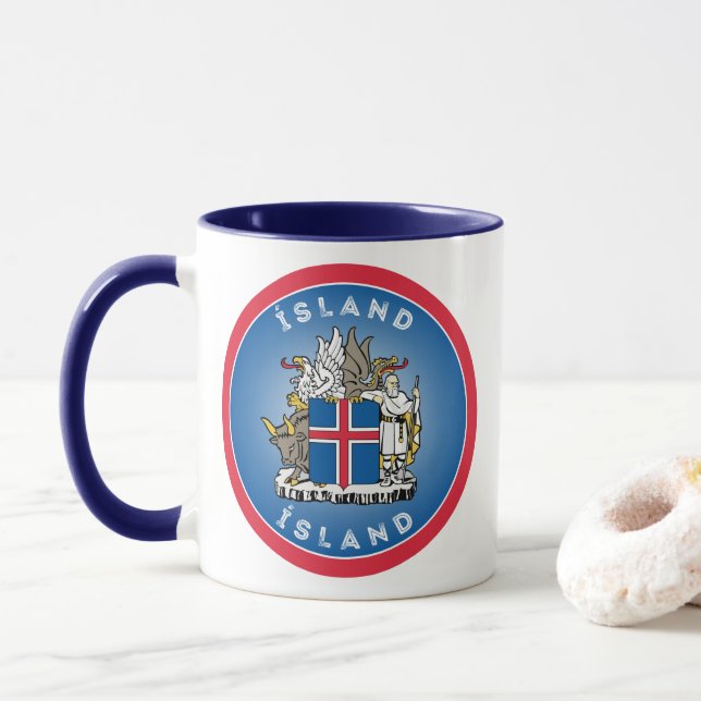 Iceland Coat of Arms Circle Shape Mugg (Med munk)