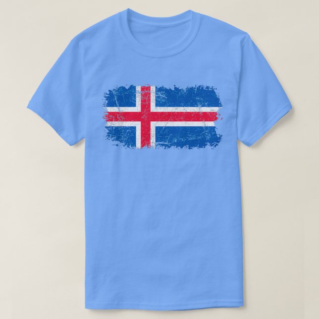 Iceland Flag Distressed T Shirt (Design framsida)