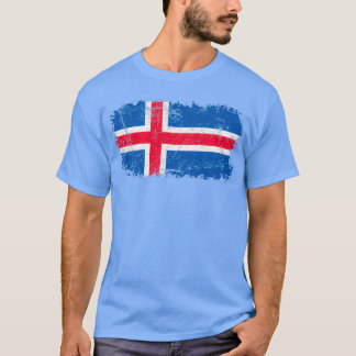 Iceland Flag Distressed T Shirt
