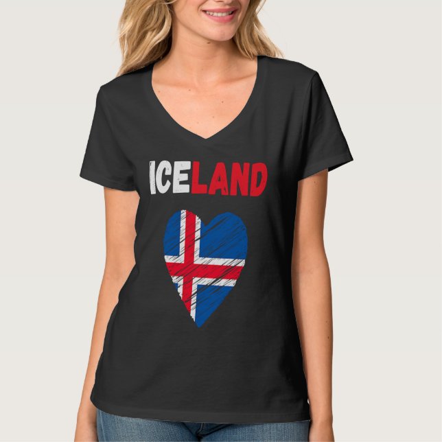 Iceland Flag Holiday Iceland Heart Icelander Flag T Shirt (Framsida)