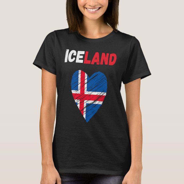 Iceland Flag Holiday Iceland Heart Icelander Flag T Shirt (Framsida)