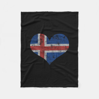 Iceland Flag Icelander Love Heart Home Vacation Fa Fleecefilt