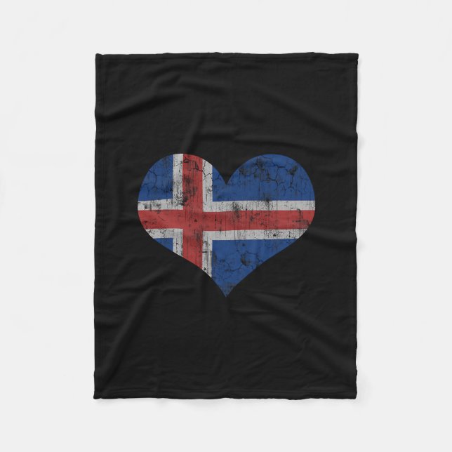 Iceland Flag Icelander Love Heart Home Vacation Fa Fleecefilt (Framsidan)