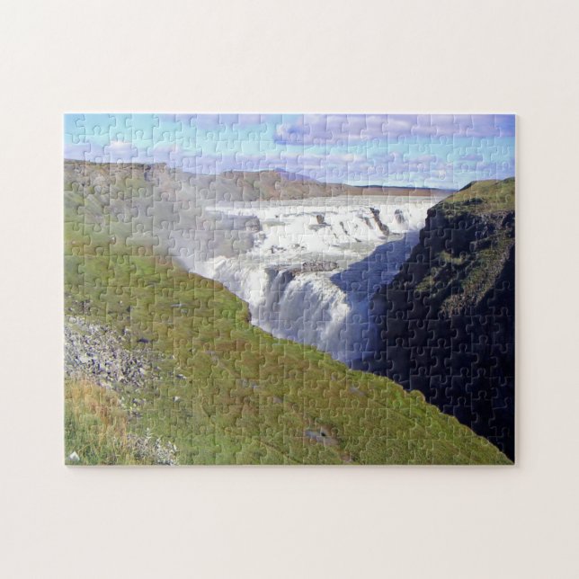 Iceland Gullfoss Waterfall view puzzle Pussel (Horisontell)