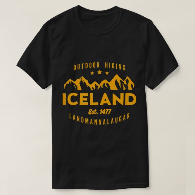 Iceland Hiking LANDMANNALAUGAR Est. 1477  T Shirt (Design framsida)