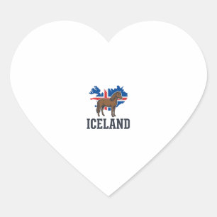 Iceland Horse Vintage Flag Vector Shirt Design_1 Hjärtformat Klistermärke