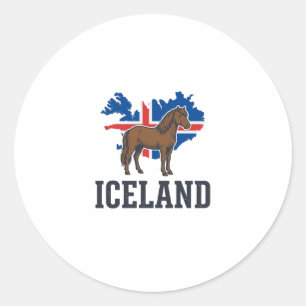 Iceland Horse Vintage Flag Vector Shirt Design_1 Runt Klistermärke