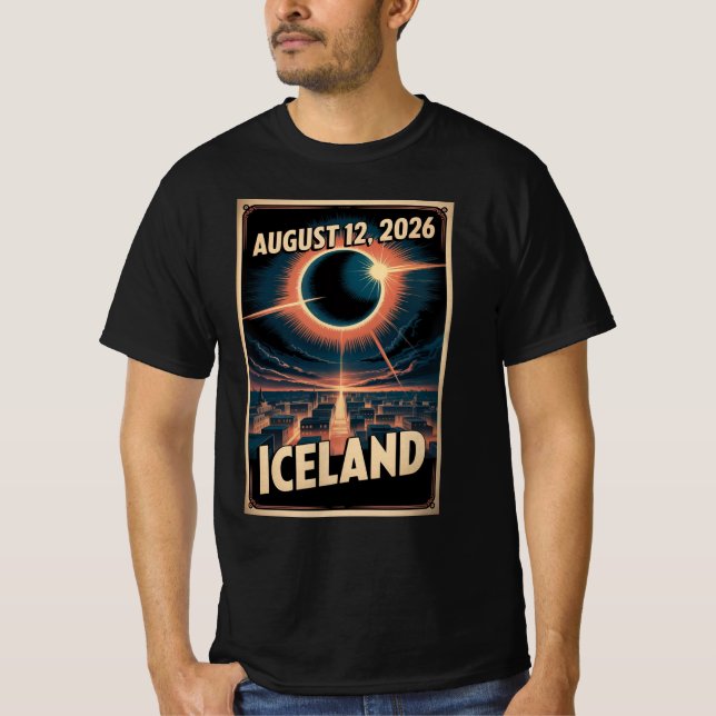 Iceland Solar Eclipse 2026 Shirt Reykjavik Group T Shirt (Framsida)